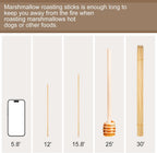 150 Pack Bamboo Marshmallow Roasting Sticks, 30 Inch, 5mm Thick | Semi-Pointed Tips, Extra-Long Reach for Fire Pits, Campfires, BBQ, S’mores, Hot dogs, Kebabs