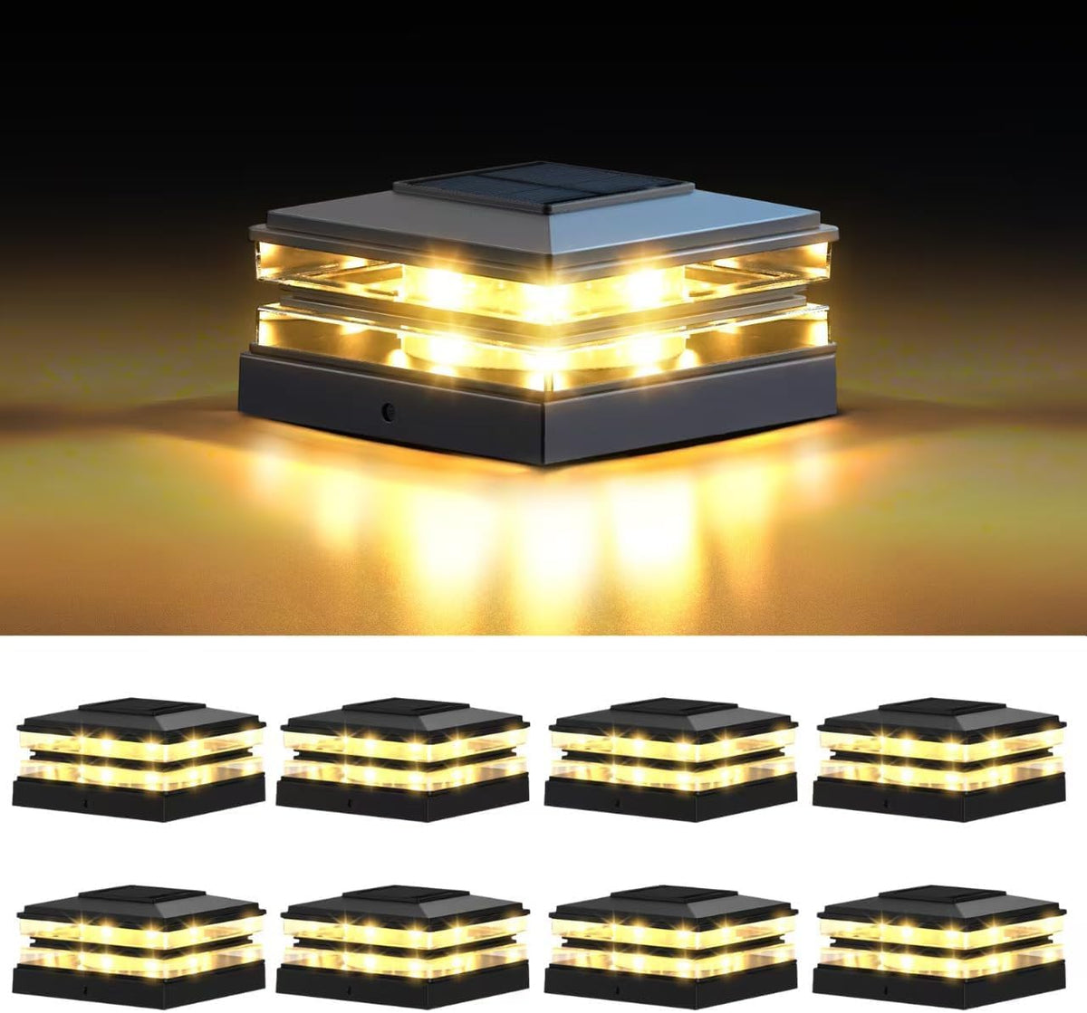 solar post cap lights outdoor waterproof, warm &, main product view