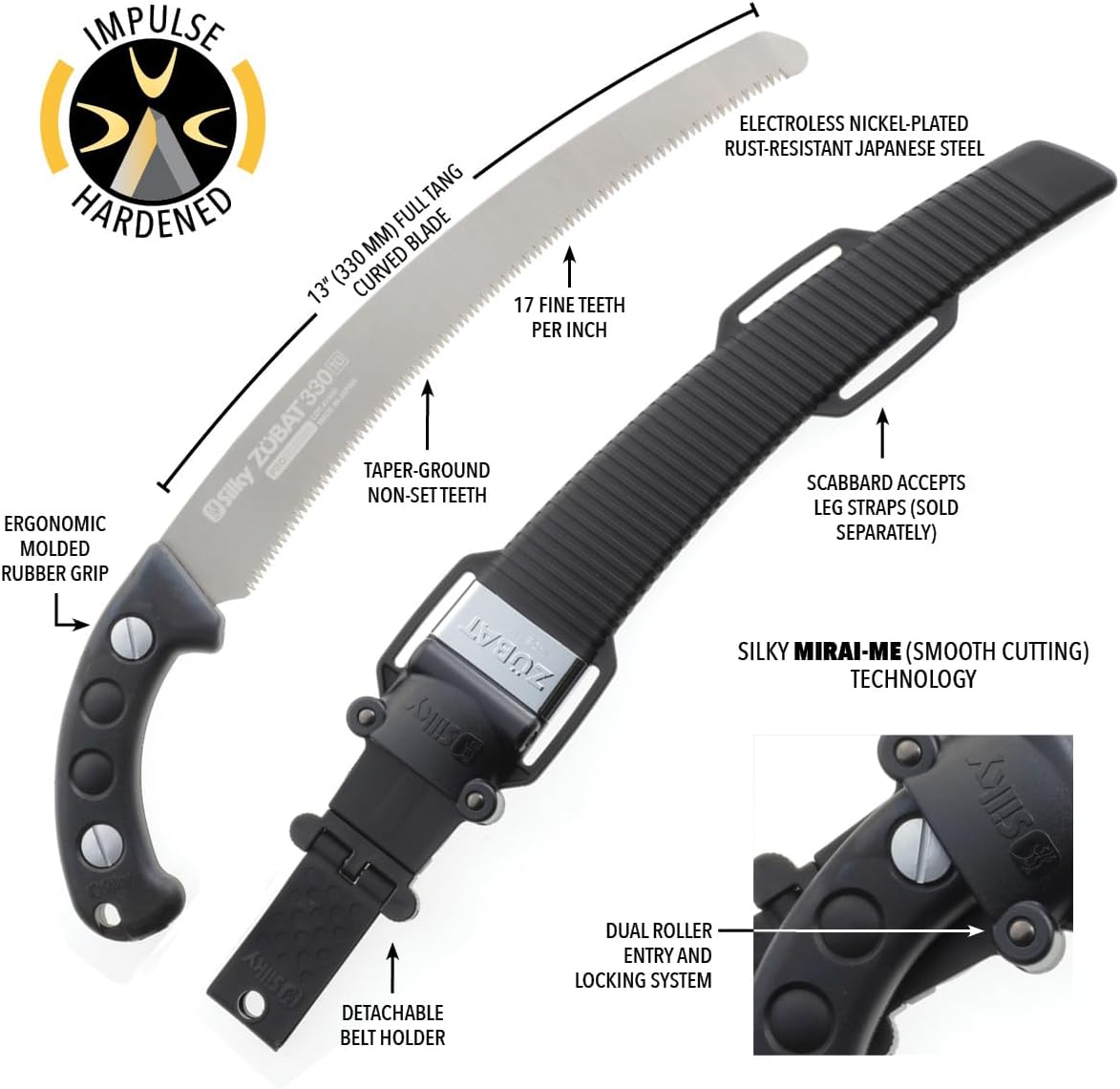 Silky ZUBAT Professional Curved Hand Saw 330mm Fine Teeth (278-33)