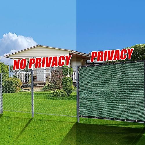 green 5ft x 50ft outdoor privacy screen fence showing dimensions