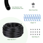Solar Drip Irrigation Kit Accessories, 49FT Tubing, 15 Drippers | ncludes 49FT tubing, 15 drippers, 15 tee fittings, filter and pump fitting for solar drip irrigation system expansion