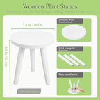 2PCS Samll Plant Stand Indoor/Outdoor for Plants,Wood White Planter Stands Holder Mid Century Pedestal Shelf,Sturdy Short Flower Rack Boho Short Plant Table 6.2"Tall Wooden Plants Stool for Garden