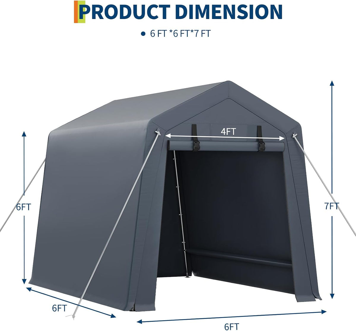 garveelife portable outdoor storage shed with roll-up zipper shown in use
