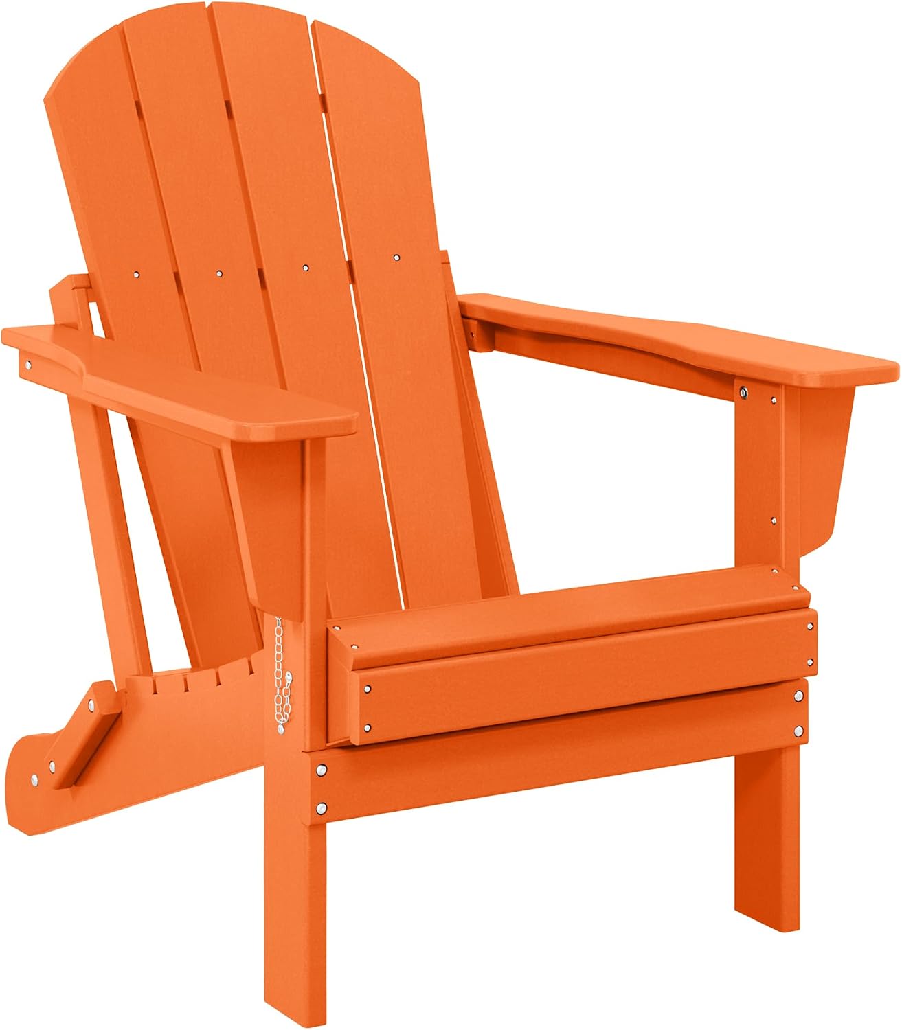 WO Home Furniture Laguna Folding Adirondack Chair, HDPE Patio Chair, All Weather Use Fire Pit Chair for Outdoor Garden, Backyard, Deck, Pool, Orange