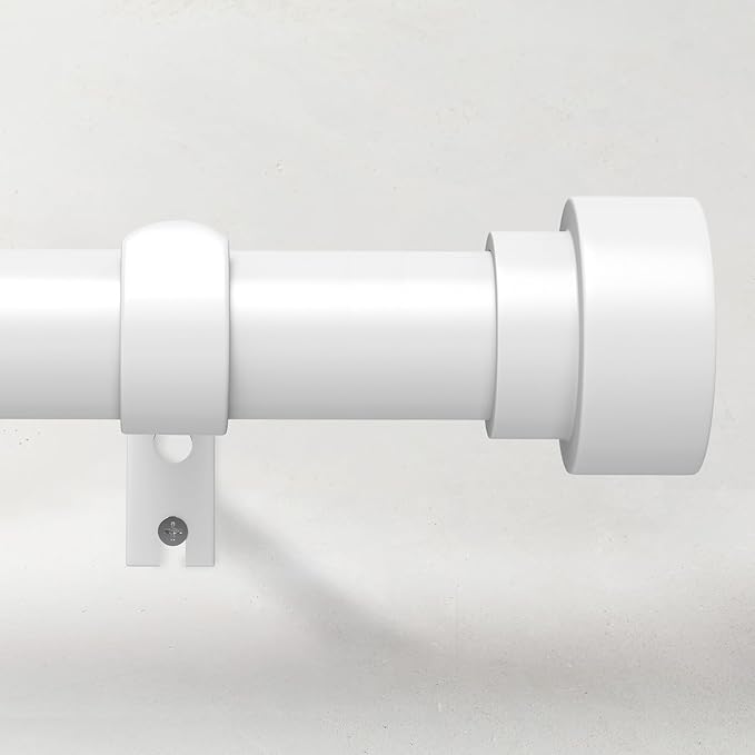 Curtain Rods for Windows 28 to 48, 1 Inch Adjustable White Heavy Duty Curtain Rod, Modern Style Indoor Outdoor Drapery Rods with End Caps, Size 32" - 60"
