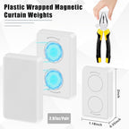 36pcs Outdoor Curtain Weights, Plastic Wrapped Magnetic Drapery Weights, Waterproof Heavy Duty Curtain Magnets for Heavy Wind Outside, Shower Curtain, Tablecloth, Flag (White)