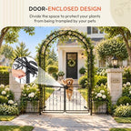 vingli garden arbor arch with gate and planter, side view