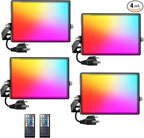 Onforu LED Flood Light Outdoor 250W Equivalent, 25W Color Changing RGBW Floodlight with Remote, 2700K Warm White IP66 Stage Lighting Indoor Uplights for Events, Uplighting for Party 4 Pack