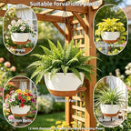 12" self watering hanging planters with chains, white, package contents