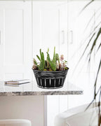 vensovo 10 Inches Black Metal Rustic Plant Pots - 4 Pcs Large Shallow Galvanized Planters with Drain Hole and Rubber Plug, Rustproof Tin Bucket Succulent Pot Indoor Farmhouse Vintage Style for Decor