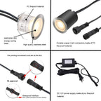 Recessed LED Deck Light Kits with Black Protecting Shell φ32mm, Outdoor Landscape Lighting IP67 Waterproof,12V Low Voltage for Garden,Yard Steps,Stair,Patio,Floor,Kitchen Decoration