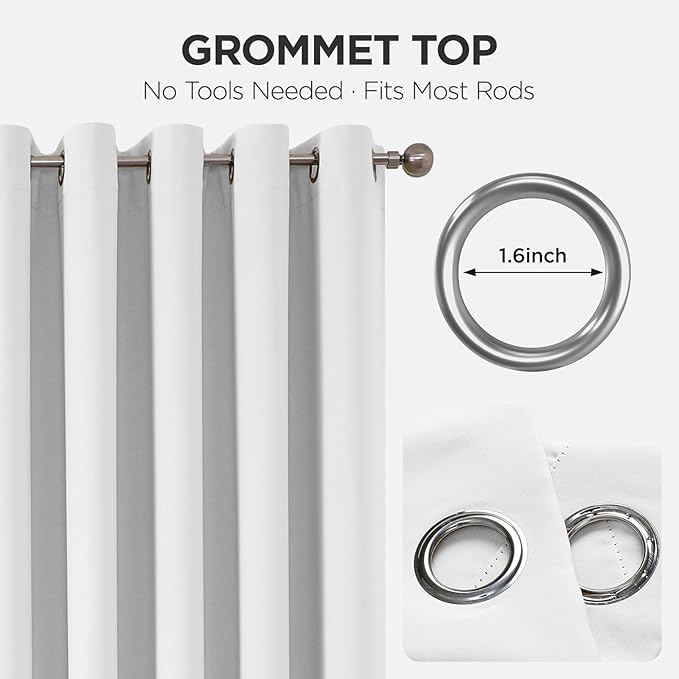 Joydeco Blackout Door Curtain for Doorway Privacy 72 Inches Long, Grommet Closet Curtain for Open Closet, Room Divider for Bedroom Living Room (Pure White 52Wx72L, 1 Panel)
