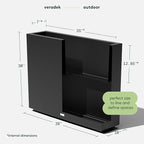 Veradek Block Series Span Plastic Planter - Tall Rectangular Planter for Indoor or Outdoor Patio/Porch | Durable All-Weather with Removable Insert Bucket | Modern Design for Plants, Flowers, Garden