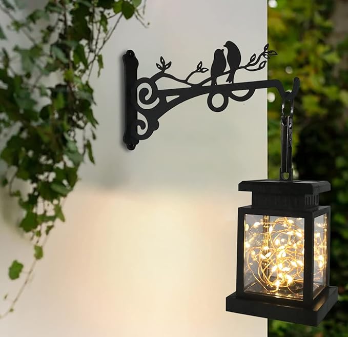 Multipurpose Hanging Basket Plant Brackets Outdoor Indoor, Heavy Duty Solid Steel Plant Hangers, Wall Mounted Lantern Hooks for Garden Plants Flower Light Bird Feeder Pack of 4