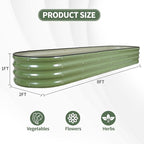1MORE Galvanized Raised Garden Bed- Planter Garden Boxes Outdoor, Raised Beds for Gardening,8x2x1ft Metal Garden Bed Kit for Vegetables Flower, Planter Raised Beds with Tools.Green