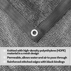 40% sunblock shade cloth with grommets - garden, side view
