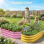 kesfitt raised garden bed, 4x2x1 ft galvanized steel, front angle view