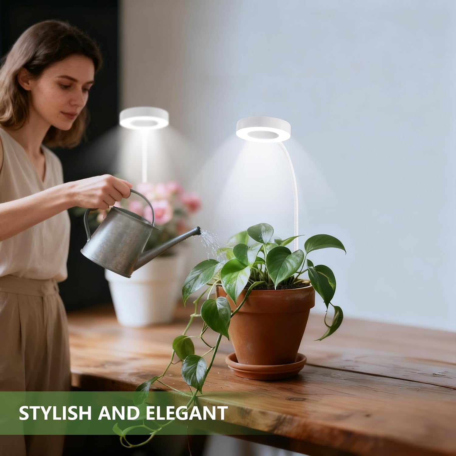 Pot Clip on Grow Lights for Indoor Plants Full Spectrum,LED Plant Lights For Indoor Growing,10-Level Dimmable & Timer,Adjustable Gooseneck Plant Grow Light for Small Plant,Succulents,White 1 pack