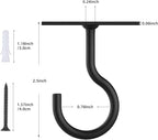 2Pcs 2.5in Ceiling Hooks for Hanging Plants Black