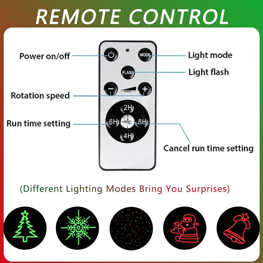 Christmas Laser Projector Lights Outdoor, Garden Laser Landscape Light with 5 Christmas Patterns & Red/Green Stars, IP65 Waterproof and Cold-Resistant, Aluminum Alloy Body
