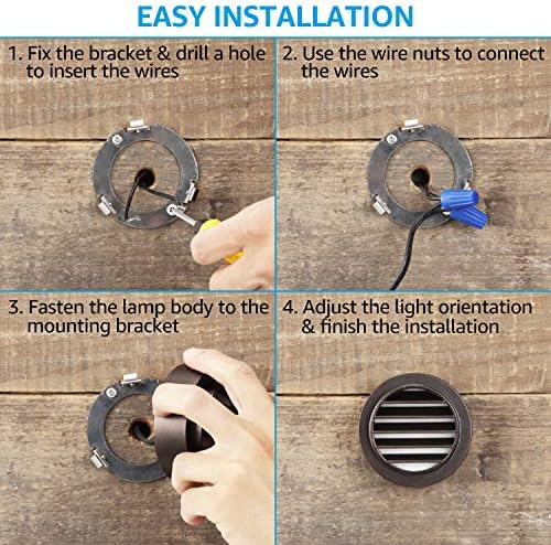 leonlite 6-pack low voltage led deck lights 3000k, front angle view