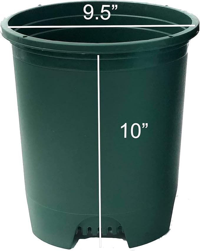 3 Gallon 10-Pack Nursery Pot Green Plastic Planters for Outdoor Indoor Plants Gardening Flower Pots Plant Pots with Drainage Holes