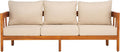 SAFAVIEH Outdoor Collection Owen Acacia Solid Wood Natural/Taupe Cushion 3-Seater Sofa