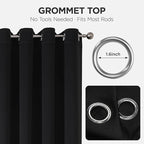 Joydeco Blackout Door Curtain for Doorway Privacy 90 Inches Long, Grommet Closet Curtain for Open Closet, Room Divider for Bedroom Living Room (Black, 52Wx90L, 1 Panel)
