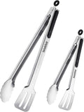 16-inch & 12-Inch Grill Tongs for Cooking BBQ Heavy Duty Extra Long Grilling Tongs, Premium Set 2 pack