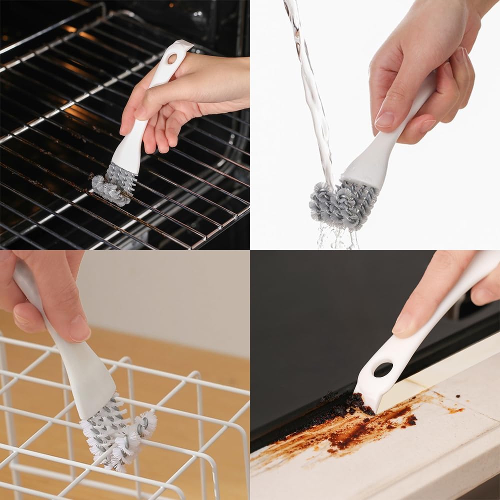 2PCS BBQ Grill Brush Stainless Steel Barbecue Cleaning Brush, V - Shaped Bristles Perfect Cleaner & Scraper for Grill Cooking Grates, White