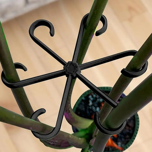 4Pcs Plastic Plant Climbers Stem Holders, Black Climbing Houseplant Stem Supports, 2 Sizes Reusable Flower Plant Stakes Trellis Hook for Indoor Plants Growth Accessories