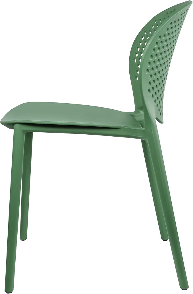 2xhome Set of 2 Patio Dining Chairs | Modern Stackable Outdoor Pool Side Chair | Weather Resistant Plastic for Yard, Porch, Balcony, Kitchen, Green