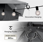 LAUSAINT HOME Semi-Permanent Outdoor Patio Gazebo 10'x10', Heavy Duty Party Tent Shelter with Double Roofs, Mosquito Nettings and Privacy Screens for Backyard, Garden, Lawn, Gray