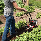 earthquake mc43 cultivator, 43cc 2-cycle viper engine, 6-10”, front angle view