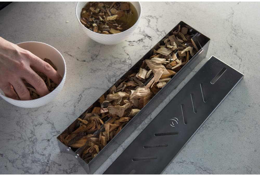 Napoleon Stainless Steel Smoker Box 67013 Add Smoky Flavor to BBQ, Easily Turn Gas Grill Into Smoker, Add Wood Chips or Chunks to Smoke Food on Barbecue 16.25 x 2.54 x 3.5