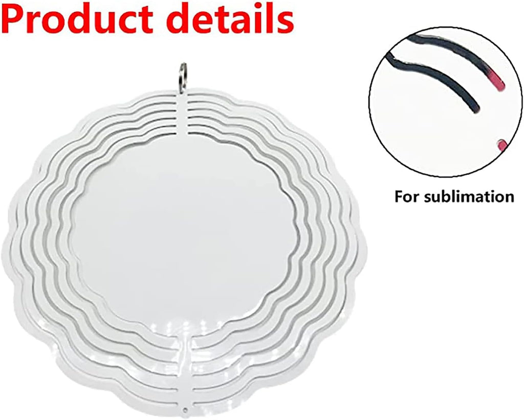 5 pcs Sublimation Wind Spinner Blanks 10 INCH Round Sublimation Blanks Products Stainless Steel Metal Indoor Outdoor Garden Decoration for Heat Press Transfer Sublimation Blank Gift