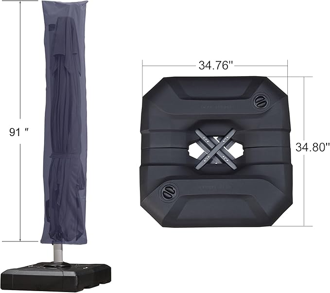 PURPLE LEAF 8'×8' Patio Cantilever Umbrella with Base Included Offset Outdoor Umbrella with cover Square umbrella outdoor patios for Backyard Pool Garden Navy Blue