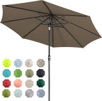 Tempera Patio Market Outdoor Table Umbrella with Auto Tilt and Crank, Large Sun Umbrella with Sturdy Pole & Fade Resistant Canopy, Easy to Set