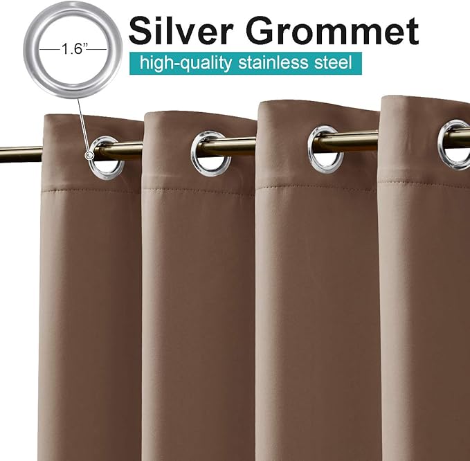 NICETOWN Privacy Room Divider Curtain for Patio, Grommet Top Thermal Insulated Blackout Extra Wide and Long Door Blind for Sunroom, Bedroom, Living Room, Tan, 1 Piece, 140" Wide by 108" Long