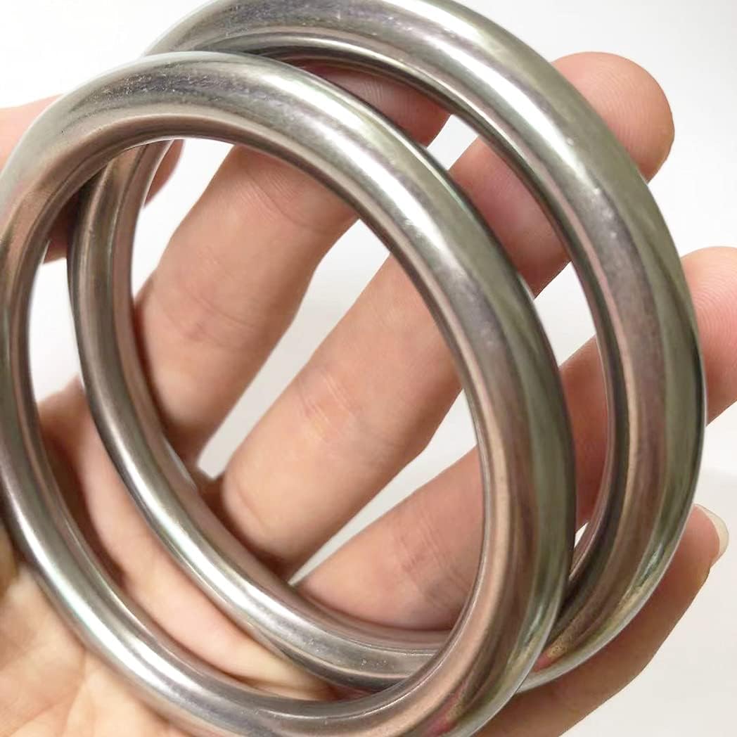 2.5" Metal O-Ring, 4 Pack 304 Seamless Welding Stainless Steel Rings Heavy Duty Smooth Solid Multi-Purpose Big Ring for for Crafts, 8mm x 50mm