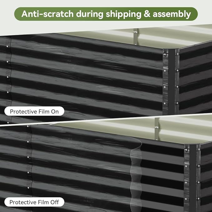 COMHOMA Galvanized Raised Garden Bed,Large Metal Planter Box for Outdoor Vegetables,Corrugated Steel Herbed Plants Container,Extra Deep Gardeners Kits with Open Bottom (1, 6x3x2FT)
