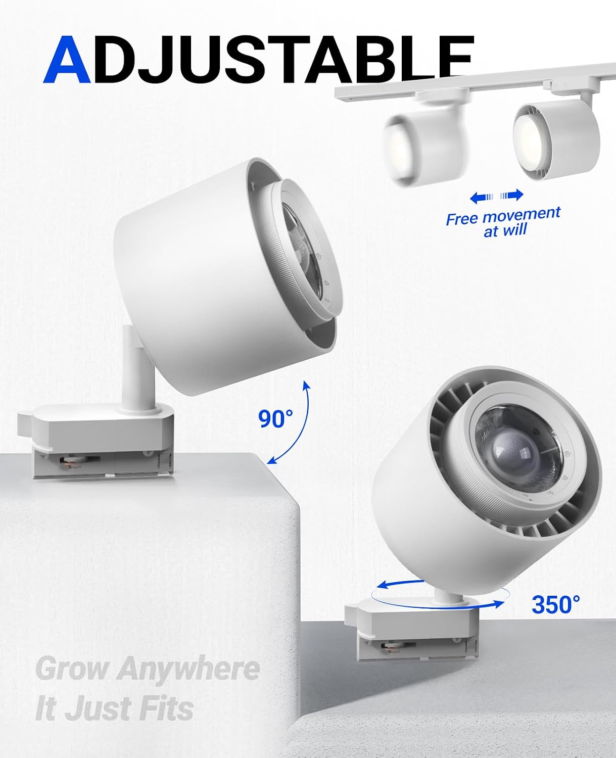 Barrina TR40C Track Grow Light, 5000K 3 x 40W, Full Spectrum, White Cover | Ceiling Grow Lamp with Adjustable Beam Angle, 3-Head H-Type Track Light for Growing Plants, High PPFD, With Timer, Power Cord