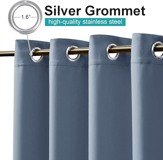 NICETOWN Outdoor Patio Curtain W66 x L95 inch, Blackout Waterproof Drape Light & Draft Blocking for Both Indoor & Outdoor Usage Privacy Gazebo Porch Covering, 1 Panel, Stone Blue