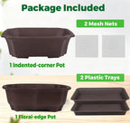 muzhi 2 pack 8" unglazed ceramic bonsai tree, side view