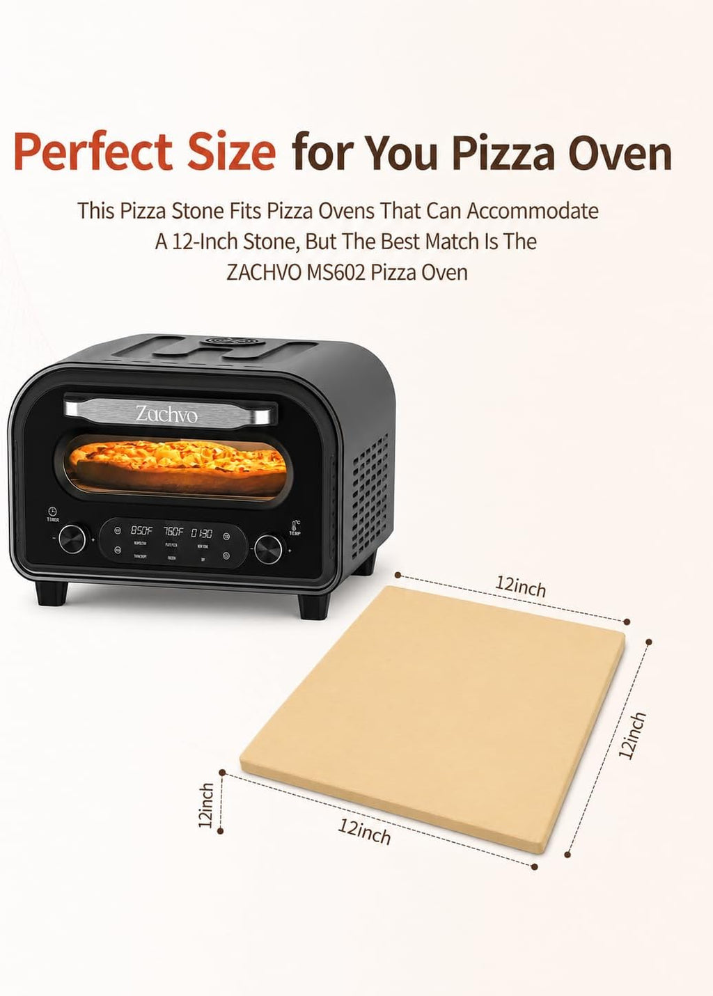 Pizza Stone, 12 Inch Heavy Duty Cordierite Baking Stone for Indoor Pizza Oven and Grill, Cooking Baking Stone, 850℉ Thermal Shock Resistant for Bread BBQ
