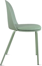 2xhome Modern Stackable Armless Dining Chair | Plastic Shell Seat with Metal Legs | Indoor or Outdoor Use | Home Kitchen Patio (2, Green, Padded Seat)