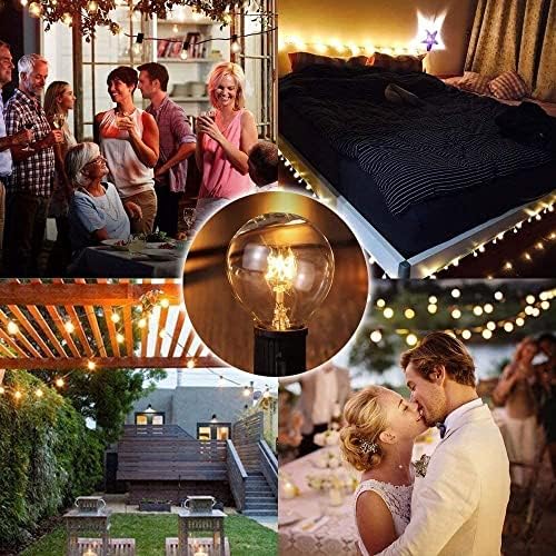 goothy 50ft outdoor globe string lights, g40 patio showing dimensions