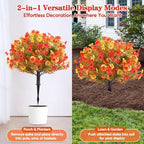 27.5" artificial topiary fall flowers w/stake for fall showing dimensions