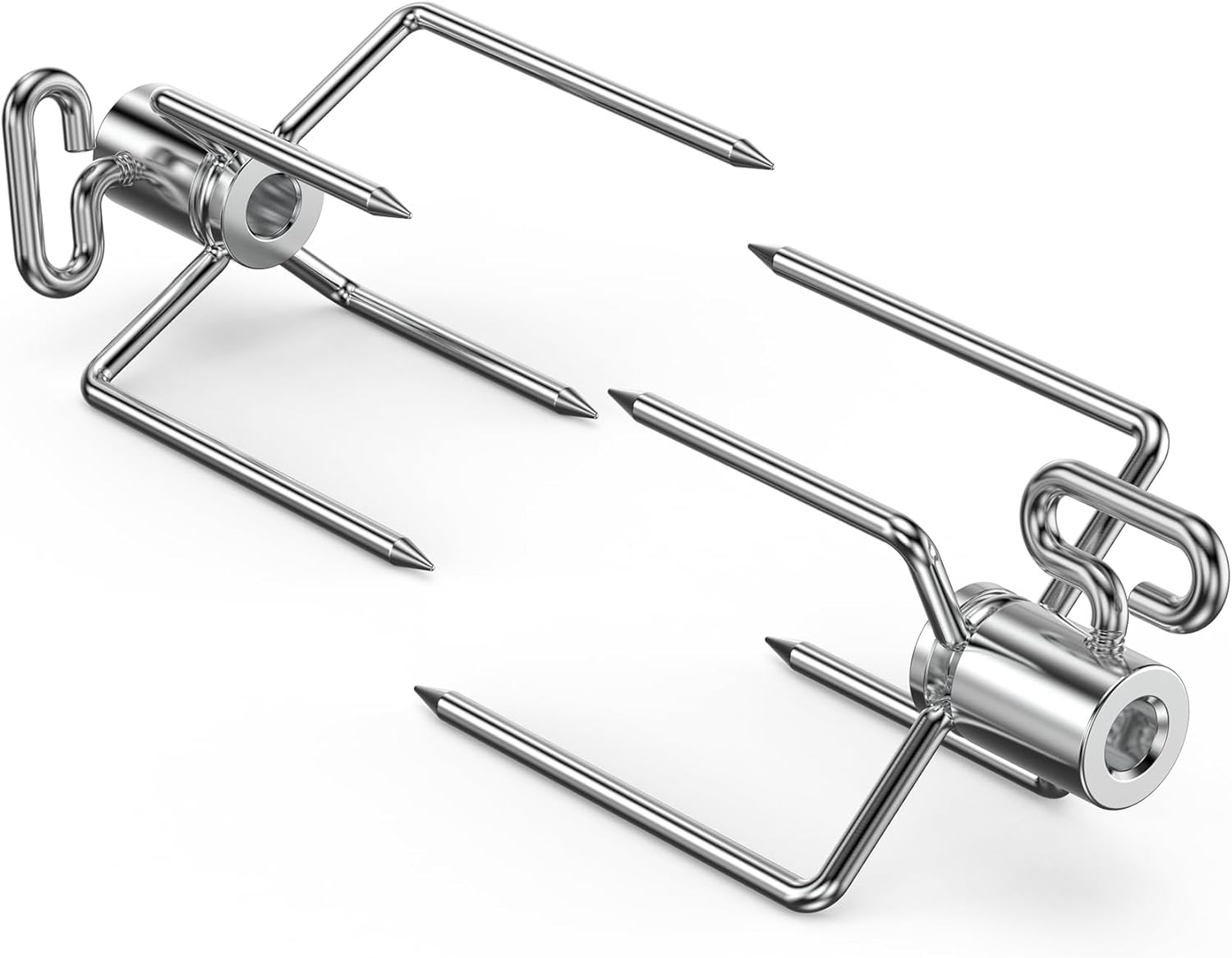 onlyfire 6008 Stainless Steel Rotisserie Meat Forks for Grills, 1 Pair | Only Fits 5/16" Square Spit Rods