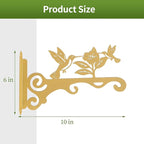 Elegant Bird Pattern Wall Hooks - 10/12/14 Inch Metal Plant Hangers for Indoor & Outdoor - Rust-Resistant Bracket for Plants, Feeders, Chimes, Lanterns (2, White, 10 inch)